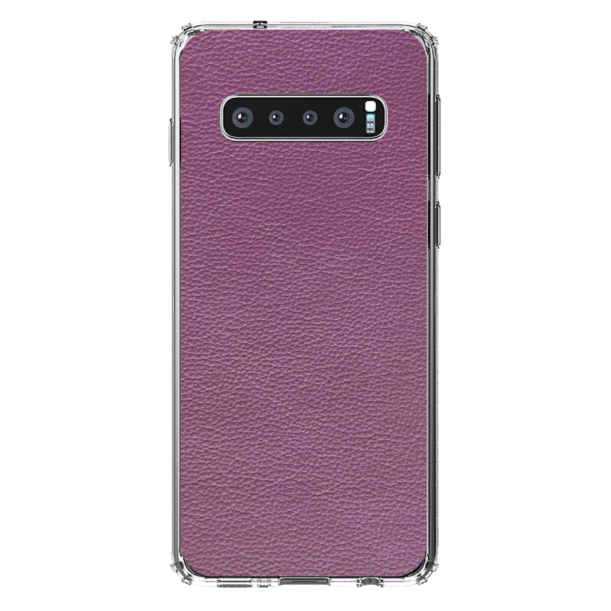 Purple Faux Leather Print Design Clear Shockproof iPhone Case, view 17