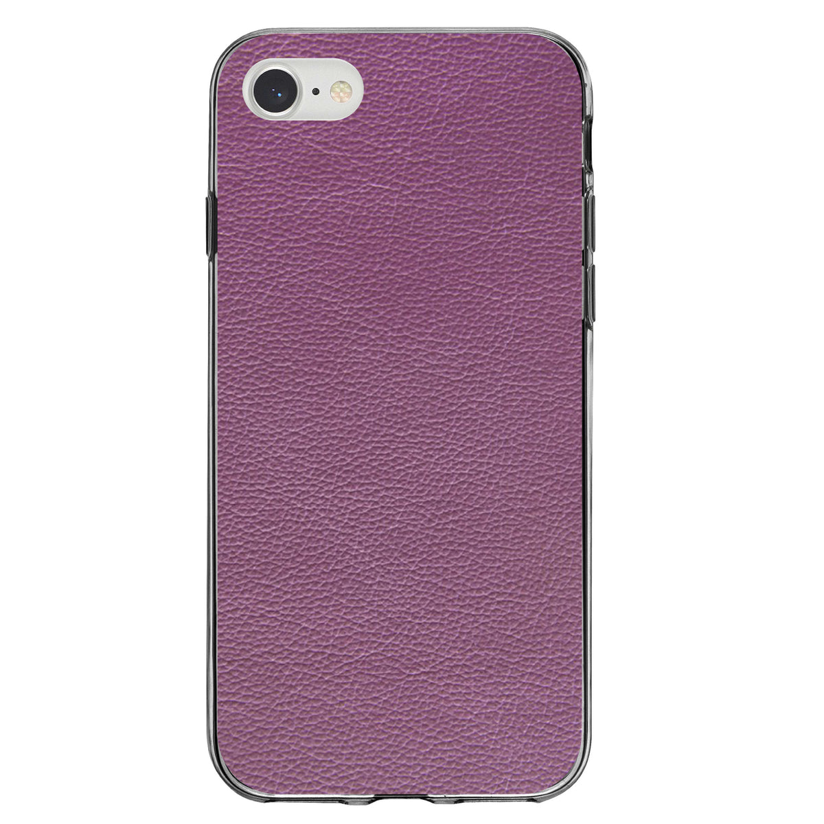 Purple Faux Leather Print Design Clear Shockproof iPhone Case, view 5