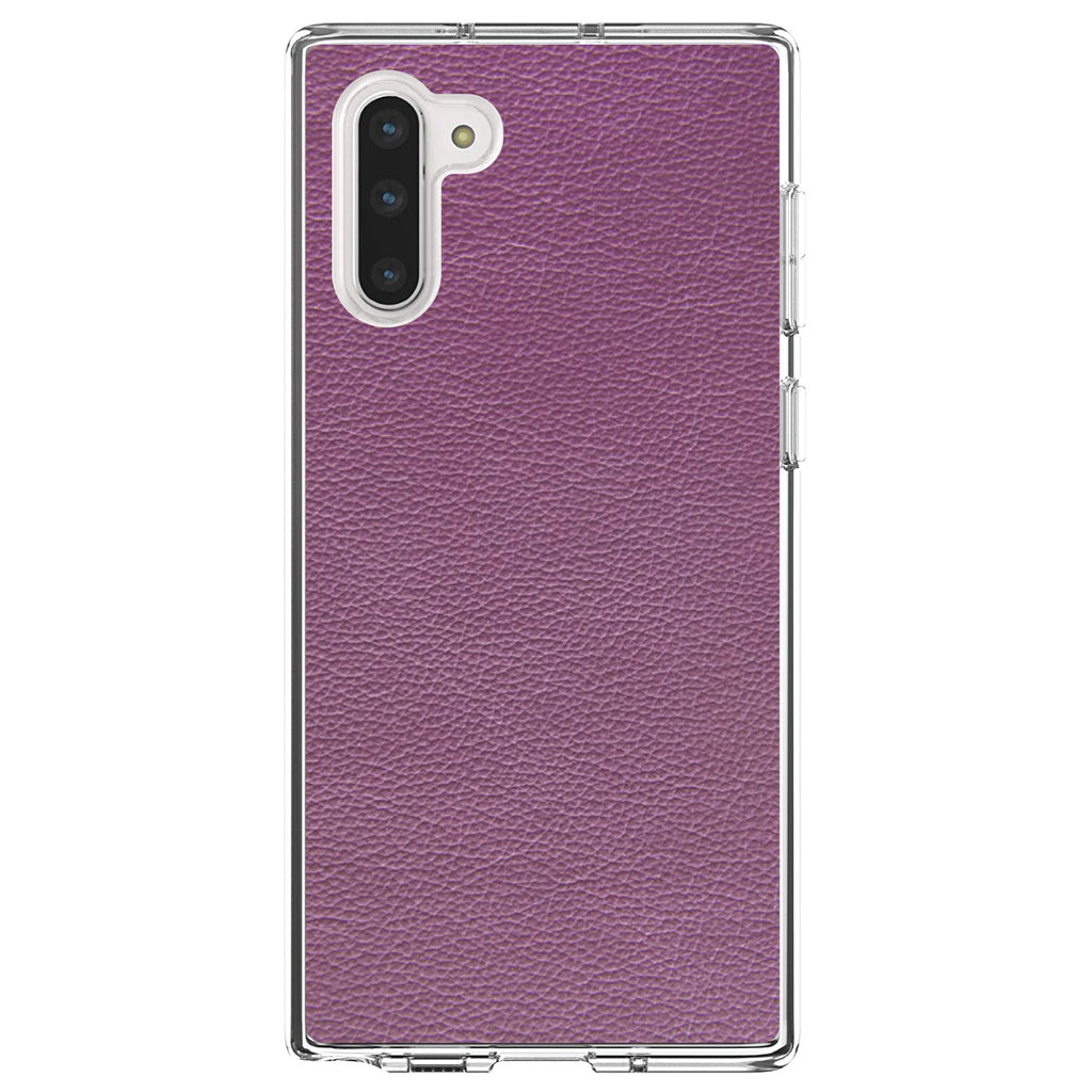 Purple Faux Leather Print Design Clear Shockproof iPhone Case, view 9