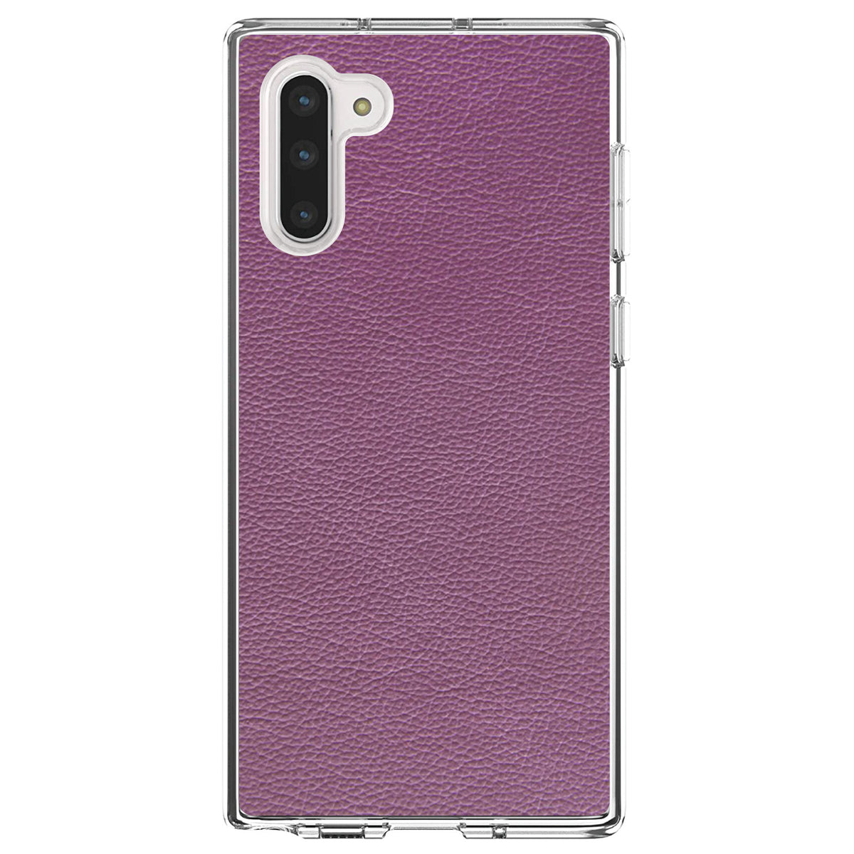 Purple Faux Leather Print Design Clear Shockproof iPhone Case, view 9