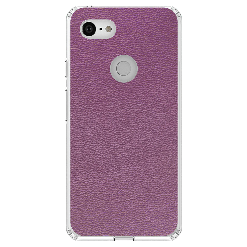 Purple Faux Leather Print Design Clear Shockproof iPhone Case, view 22