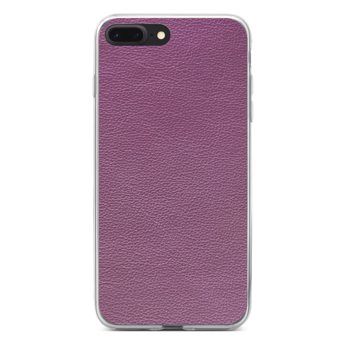 Purple Faux Leather Print Design Clear Shockproof iPhone Case, view 6