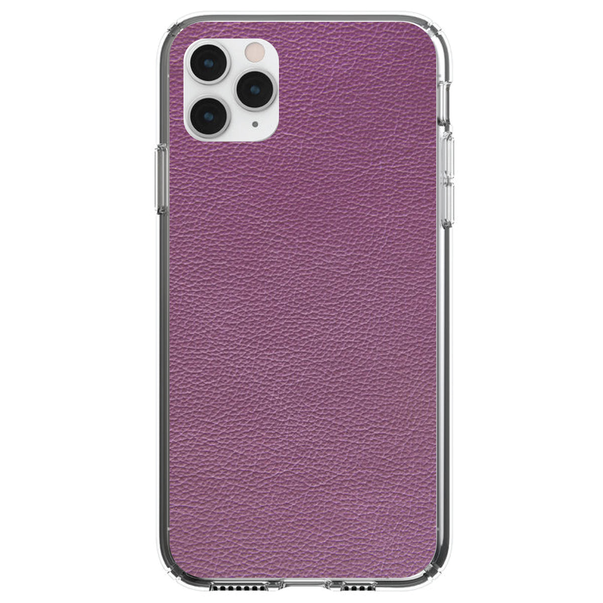 Purple Faux Leather Print Design Clear Shockproof iPhone Case