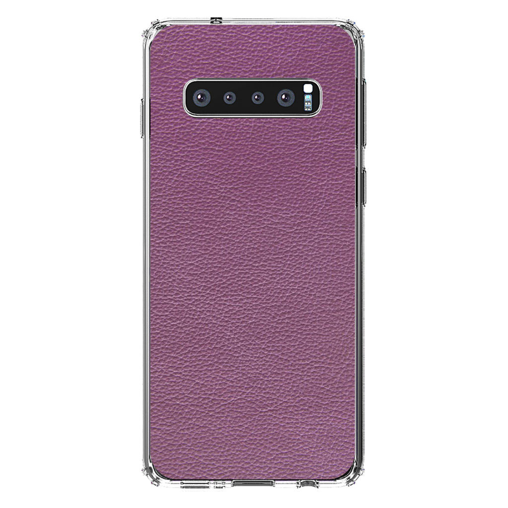 Purple Faux Leather Print Design Clear Shockproof iPhone Case, view 16