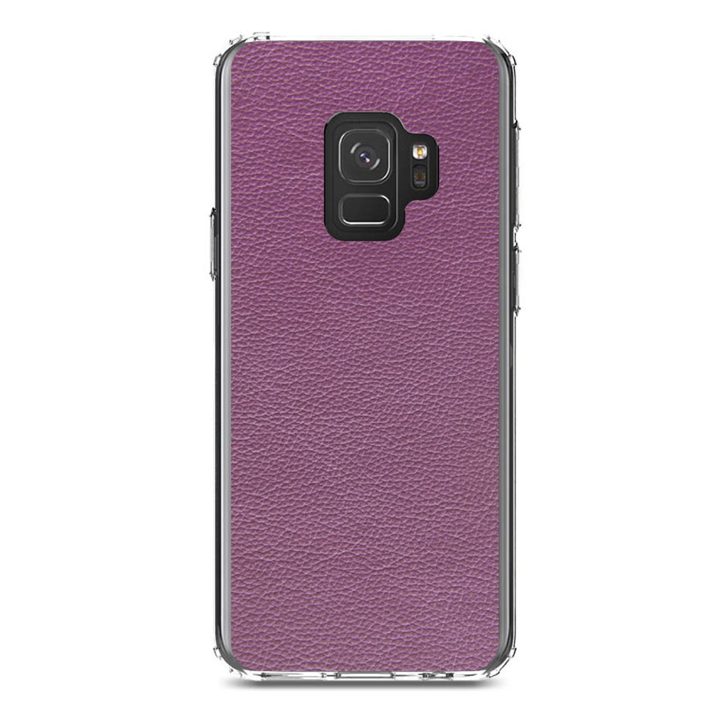 Purple Faux Leather Print Design Clear Shockproof iPhone Case, view 19