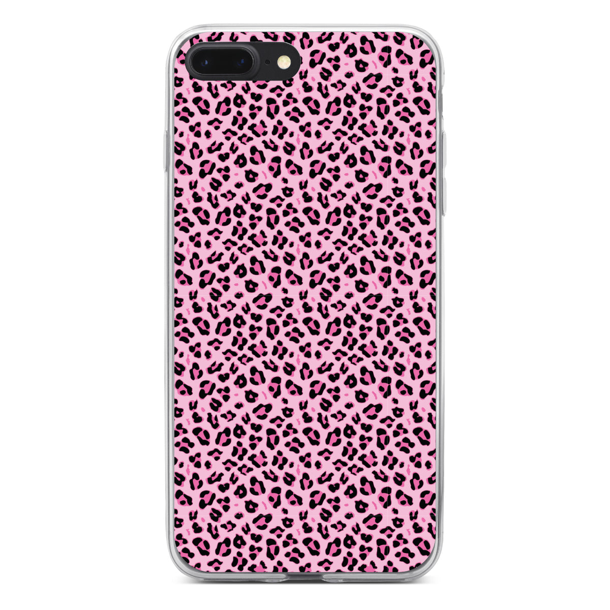 Black Pink Leopard Skin Spots Clear Shockproof iPhone Case, view 6