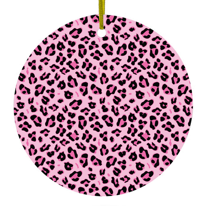 Black Pink Leopard Skin Spots Ceramic Ornament