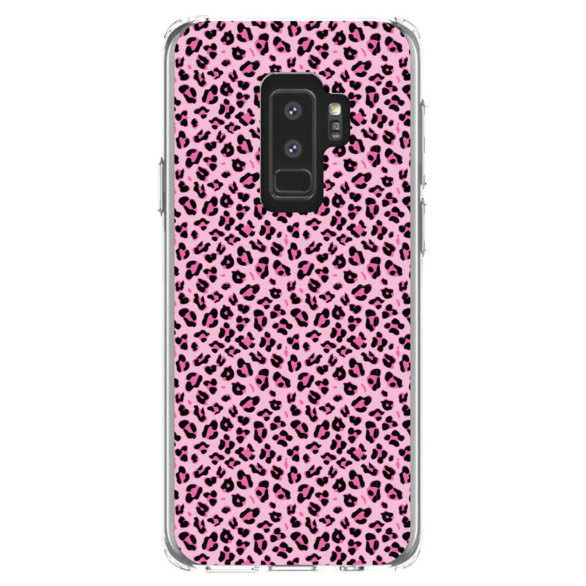 Black Pink Leopard Skin Spots Clear Shockproof iPhone Case, view 20