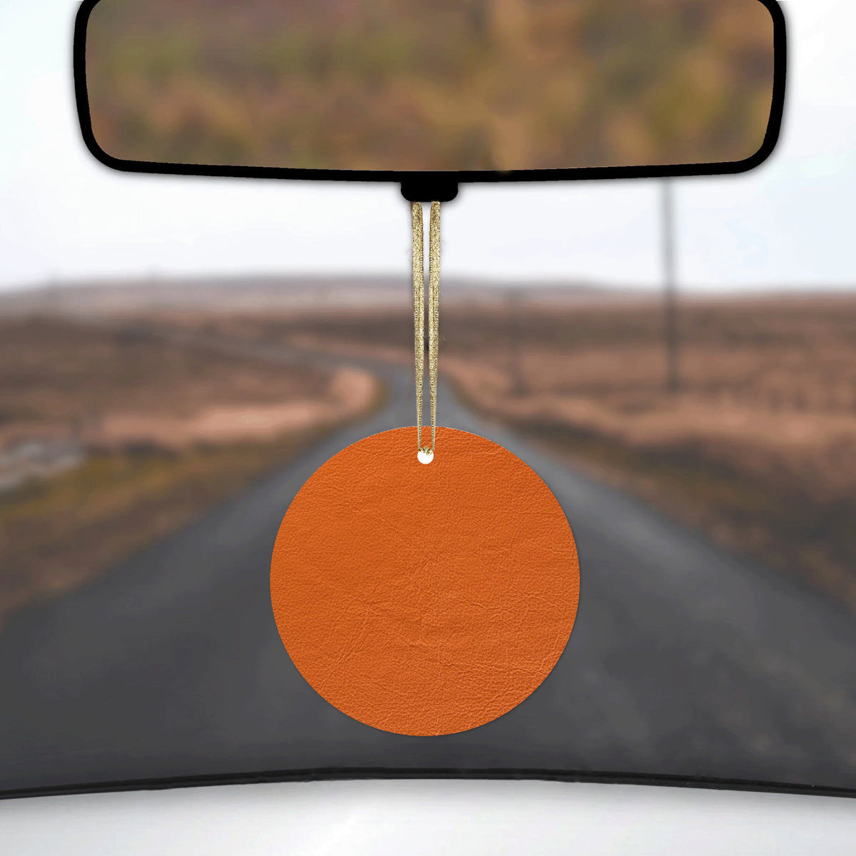Orange Faux Leather Print Design Ceramic Ornament, view 3