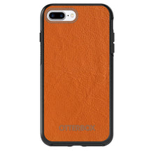 DistinctInk™ OtterBox Symmetry Series Case for Apple iPhone / Samsung Galaxy / Google Pixel - Orange Leather Print Design