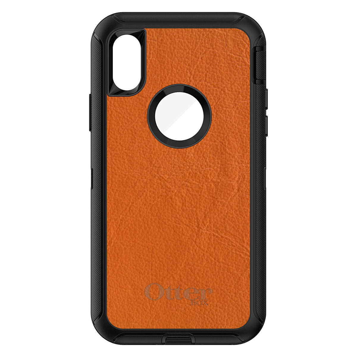 Orange Leather Print Design OtterBox Defender Case for iPhone & Galaxy, view 3
