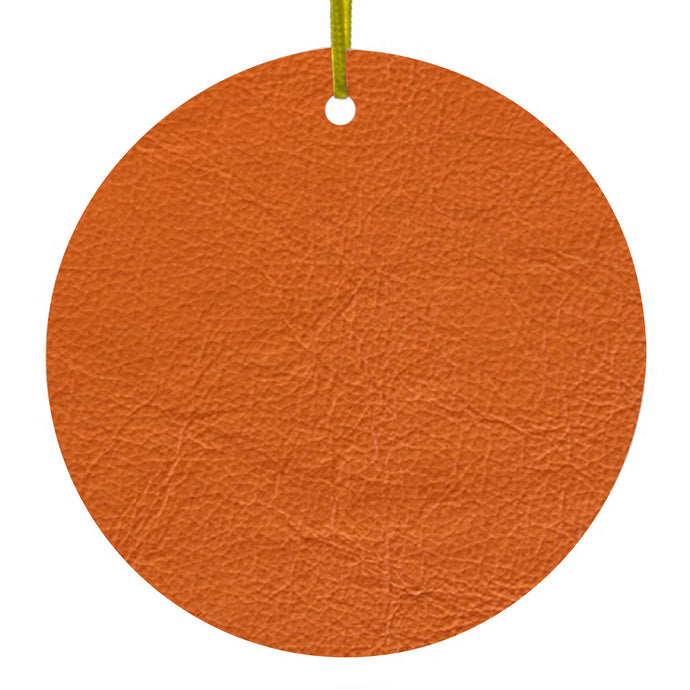 Orange Faux Leather Print Design Ceramic Ornament