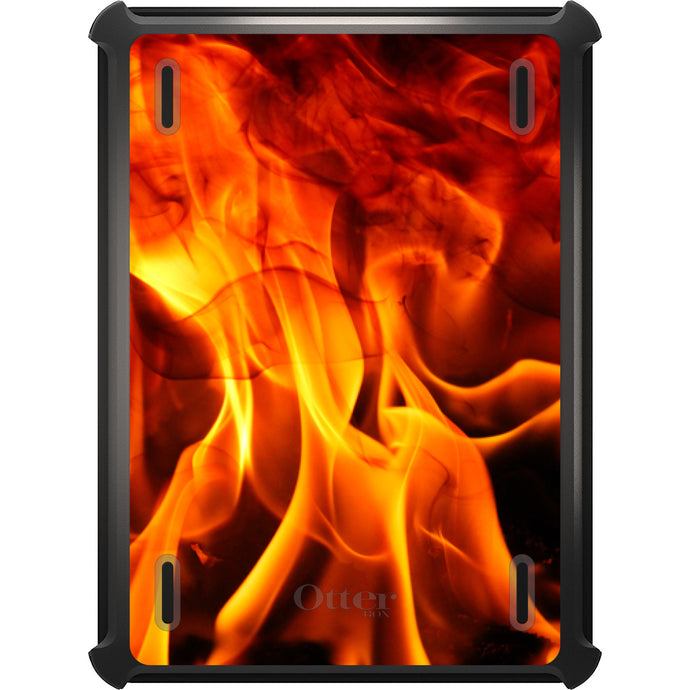 DistinctInk™ OtterBox Defender Series Case for Apple iPad / iPad Pro / iPad Air / iPad Mini - Red Black Flame Fire