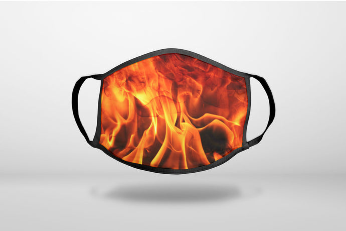 Red Black Flame Fire - 3-Ply Reusable Soft Face Mask Covering, Unisex, Cotton Inner Layer