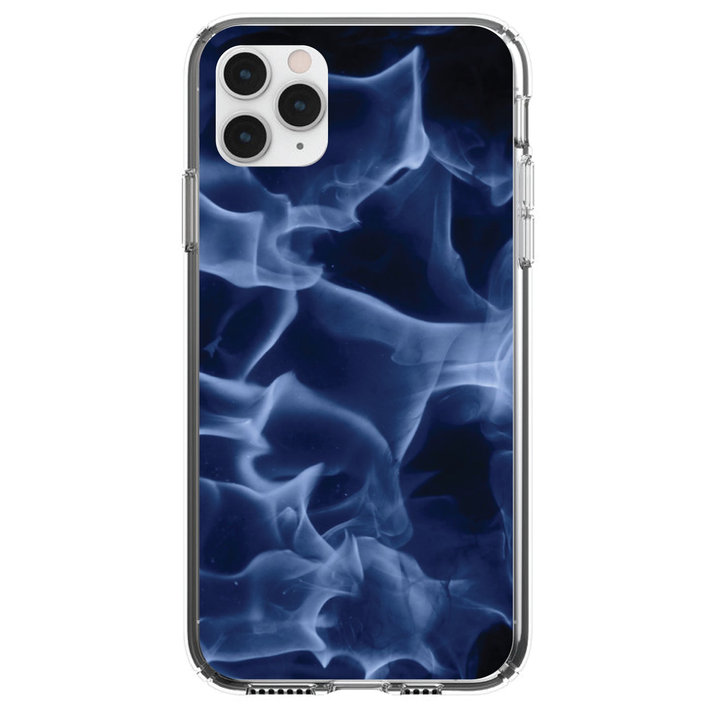 DistinctInk® Clear Shockproof Hybrid Case for Apple iPhone / Samsung Galaxy / Google Pixel - Blue Black Flame Fire