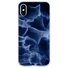 DistinctInk® Clear Shockproof Hybrid Case for Apple iPhone / Samsung Galaxy / Google Pixel - Blue Black Flame Fire