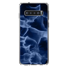 DistinctInk® Clear Shockproof Hybrid Case for Apple iPhone / Samsung Galaxy / Google Pixel - Blue Black Flame Fire