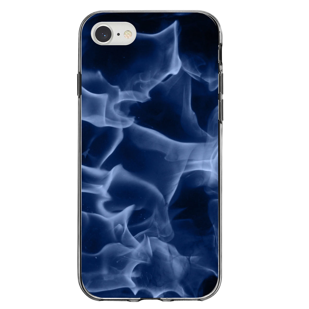 Blue Black Flame Fire Clear Shockproof iPhone Case, view 5