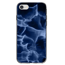 DistinctInk® Clear Shockproof Hybrid Case for Apple iPhone / Samsung Galaxy / Google Pixel - Blue Black Flame Fire