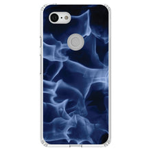 DistinctInk® Clear Shockproof Hybrid Case for Apple iPhone / Samsung Galaxy / Google Pixel - Blue Black Flame Fire