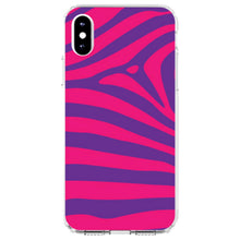 DistinctInk® Clear Shockproof Hybrid Case for Apple iPhone / Samsung Galaxy / Google Pixel - Purple Hot Pink Zebra Skin Stripes