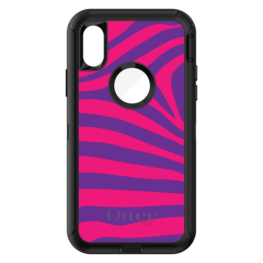 Purple Hot Pink Zebra Skin Stripes OtterBox Defender Case for iPhone & Galaxy, view 3