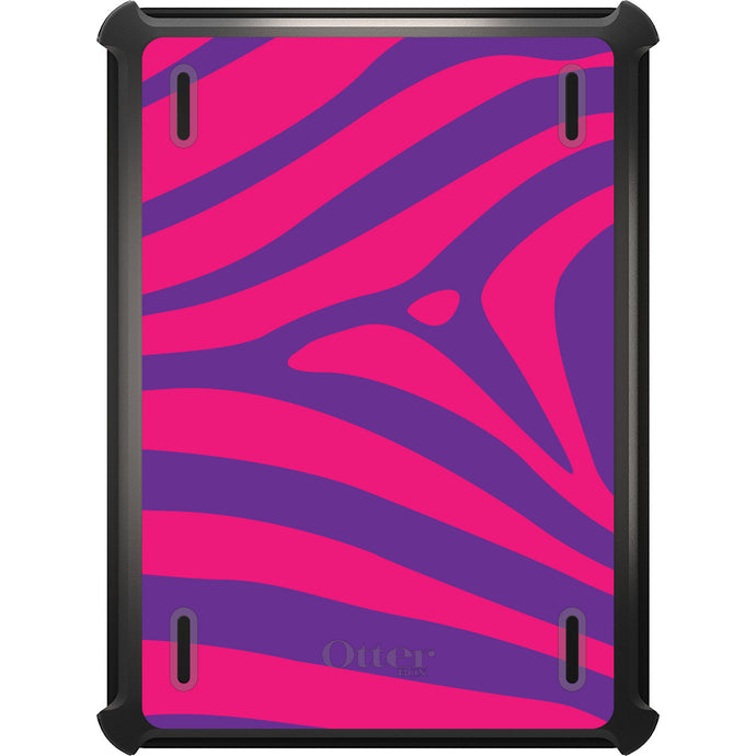 DistinctInk™ OtterBox Defender Series Case for Apple iPad / iPad Pro / iPad Air / iPad Mini - Purple Hot Pink Zebra Skin Stripes