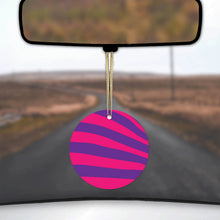 DistinctInk® Hanging Ceramic Christmas Tree Ornament with Gold String - Great Gift / Present - 2 3/4 inch Diameter - Purple Hot Pink Zebra Skin Stripes