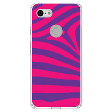 DistinctInk® Clear Shockproof Hybrid Case for Apple iPhone / Samsung Galaxy / Google Pixel - Purple Hot Pink Zebra Skin Stripes