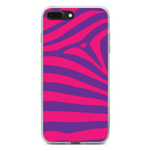 DistinctInk® Clear Shockproof Hybrid Case for Apple iPhone / Samsung Galaxy / Google Pixel - Purple Hot Pink Zebra Skin Stripes