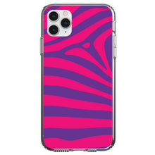 DistinctInk® Clear Shockproof Hybrid Case for Apple iPhone / Samsung Galaxy / Google Pixel - Purple Hot Pink Zebra Skin Stripes
