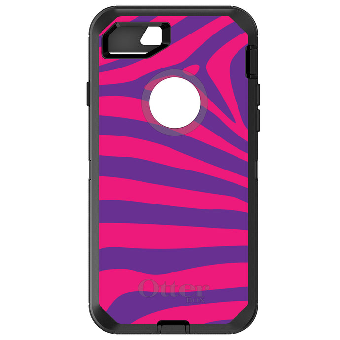 DistinctInk™ OtterBox Defender Series Case for Apple iPhone / Samsung Galaxy / Google Pixel - Purple Hot Pink Zebra Skin Stripes