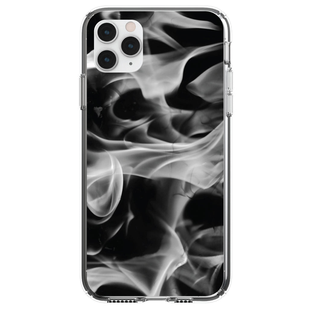 Grey Black Flame Fire Clear Shockproof iPhone Case