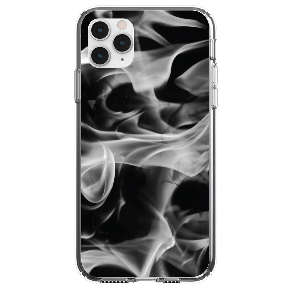 Grey Black Flame Fire Clear Shockproof iPhone Case
