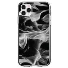 DistinctInk® Clear Shockproof Hybrid Case for Apple iPhone / Samsung Galaxy / Google Pixel - Grey Black Flame Fire