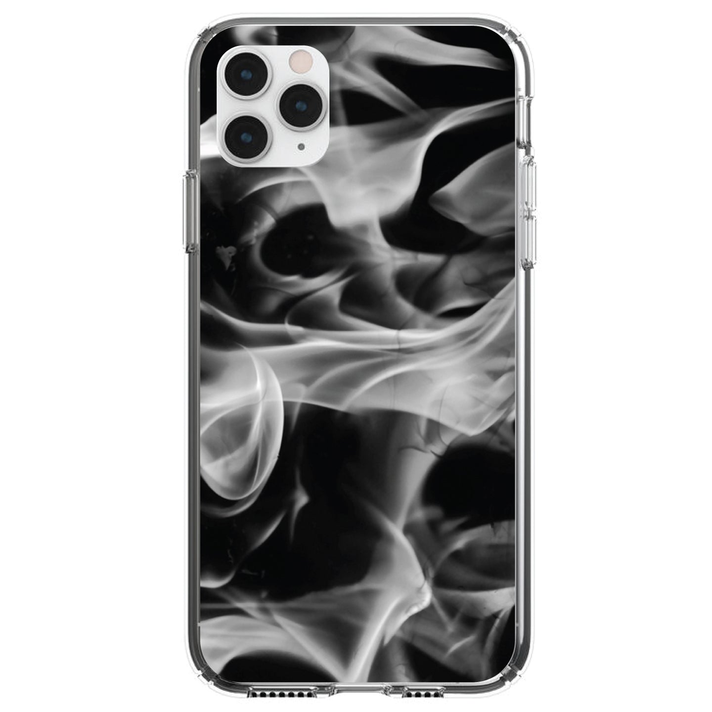 DistinctInk® Clear Shockproof Hybrid Case for Apple iPhone / Samsung Galaxy / Google Pixel - Grey Black Flame Fire