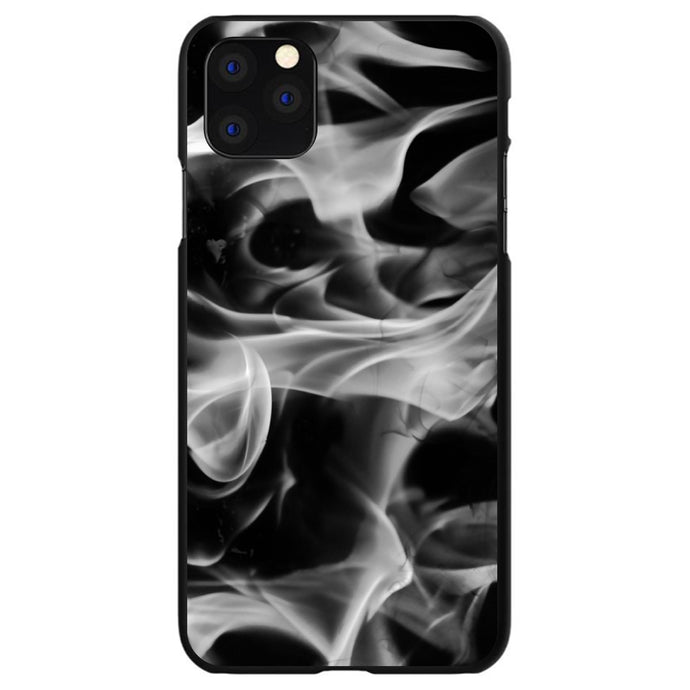 DistinctInk® Hard Plastic Snap-On Case for Apple iPhone or Samsung Galaxy - Grey Black Flame Fire