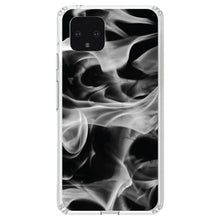 DistinctInk® Clear Shockproof Hybrid Case for Apple iPhone / Samsung Galaxy / Google Pixel - Grey Black Flame Fire