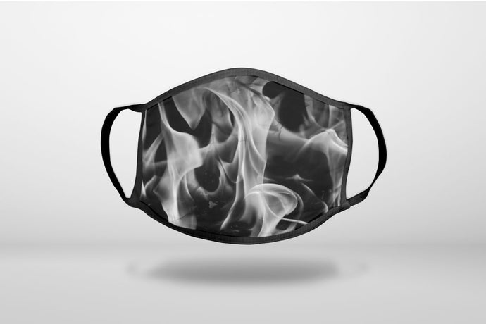 Grey Black Flame Fire - 3-Ply Reusable Soft Face Mask Covering, Unisex, Cotton Inner Layer