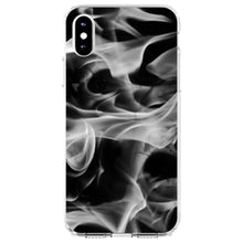 DistinctInk® Clear Shockproof Hybrid Case for Apple iPhone / Samsung Galaxy / Google Pixel - Grey Black Flame Fire