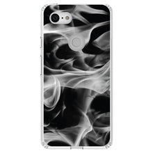 DistinctInk® Clear Shockproof Hybrid Case for Apple iPhone / Samsung Galaxy / Google Pixel - Grey Black Flame Fire