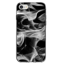 DistinctInk® Clear Shockproof Hybrid Case for Apple iPhone / Samsung Galaxy / Google Pixel - Grey Black Flame Fire
