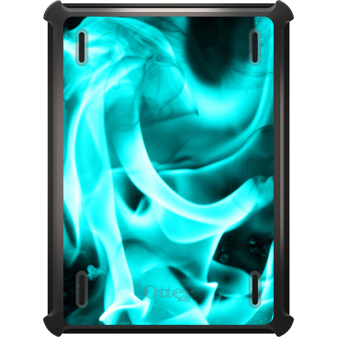 DistinctInk™ OtterBox Defender Series Case for Apple iPad / iPad Pro / iPad Air / iPad Mini - Teal Black Flame Fire