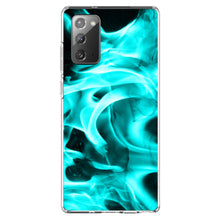 DistinctInk® Clear Shockproof Hybrid Case for Apple iPhone / Samsung Galaxy / Google Pixel - Teal Black Flame Fire