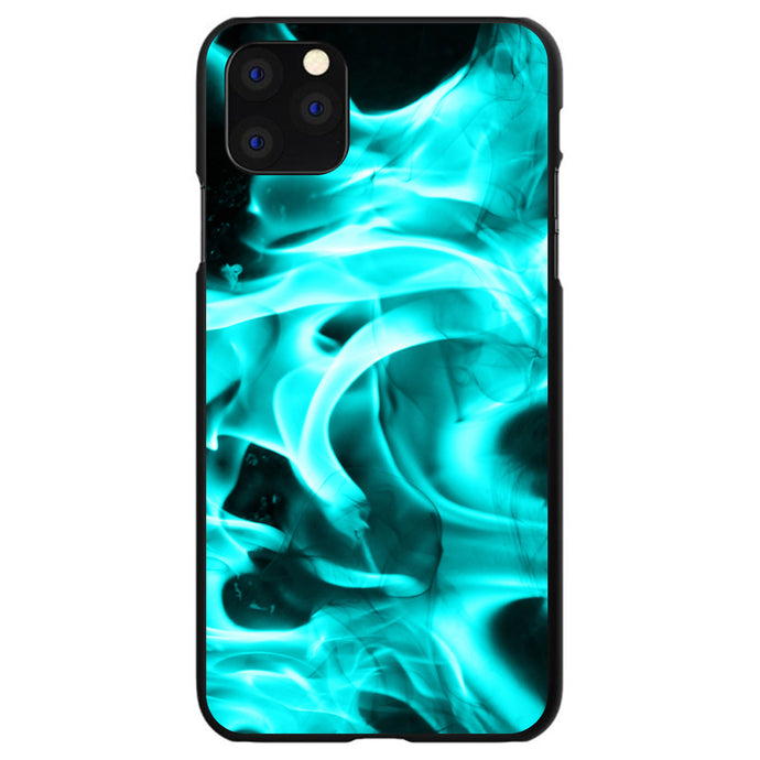 DistinctInk® Hard Plastic Snap-On Case for Apple iPhone or Samsung Galaxy - Teal Black Flame Fire