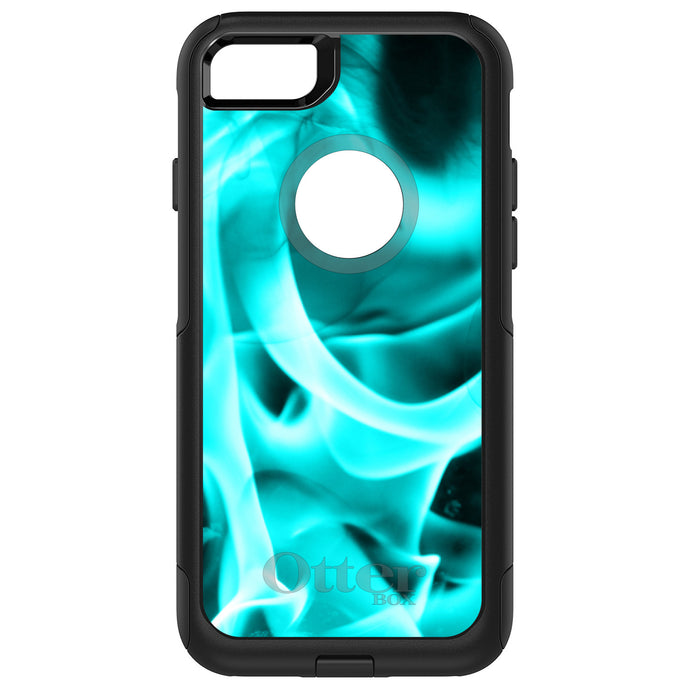 DistinctInk OtterBox Commuter Series Case for Apple iPhone or Samsung Galaxy - Teal Black Flame Fire
