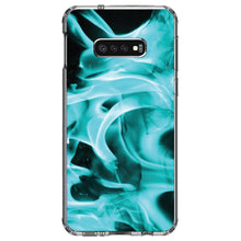 DistinctInk® Clear Shockproof Hybrid Case for Apple iPhone / Samsung Galaxy / Google Pixel - Teal Black Flame Fire