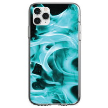 DistinctInk® Clear Shockproof Hybrid Case for Apple iPhone / Samsung Galaxy / Google Pixel - Teal Black Flame Fire