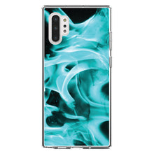DistinctInk® Clear Shockproof Hybrid Case for Apple iPhone / Samsung Galaxy / Google Pixel - Teal Black Flame Fire