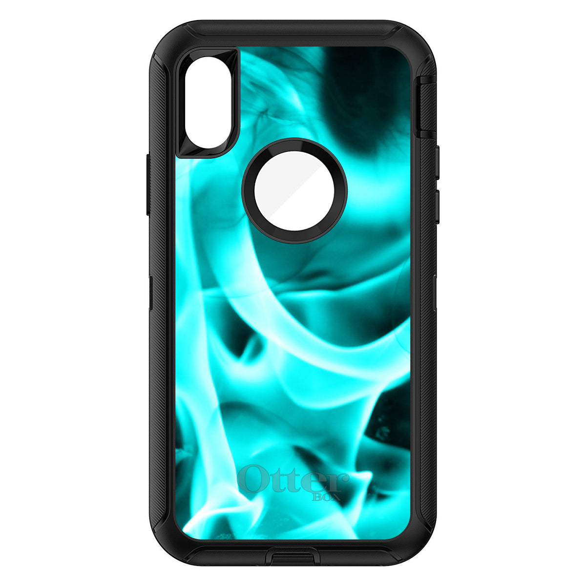 Teal Black Flame Fire OtterBox Defender Case for iPhone & Galaxy, view 3
